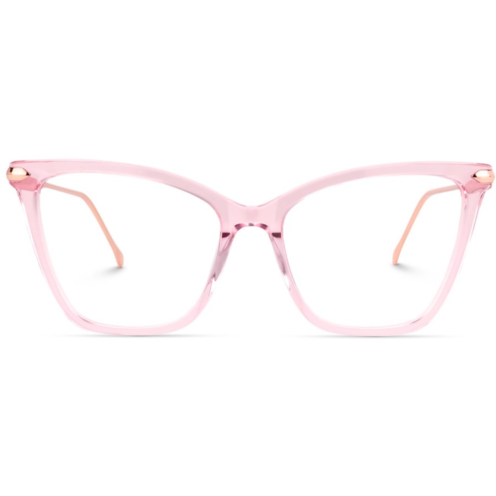ZEELOOL Pale Pink -5.00 Prescription Large Catseye Frame Fashion Glasses